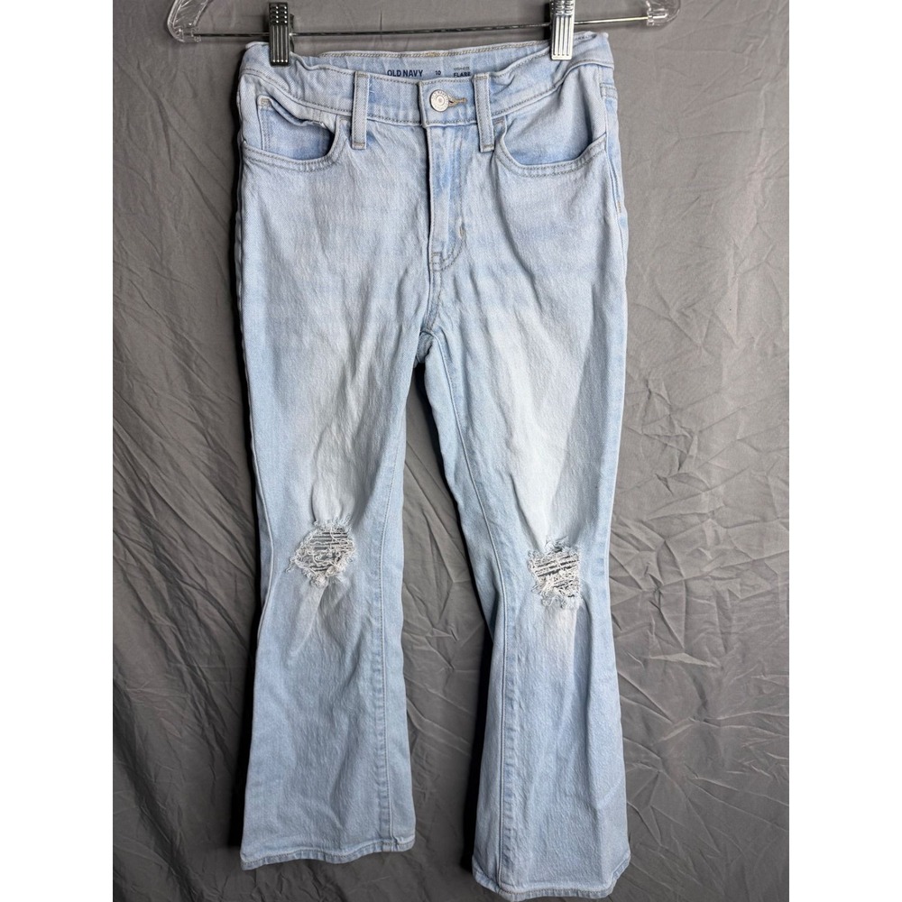 Old Navy Kids Girls High-Rise Flare Distressed Light Wash Jeans Size 10